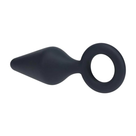 Silicone Anal Plug with Loop - L - Black SHOTS