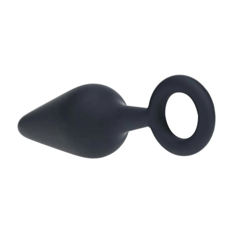Silicone Anal Plug with Loop - M - Black SHOTS