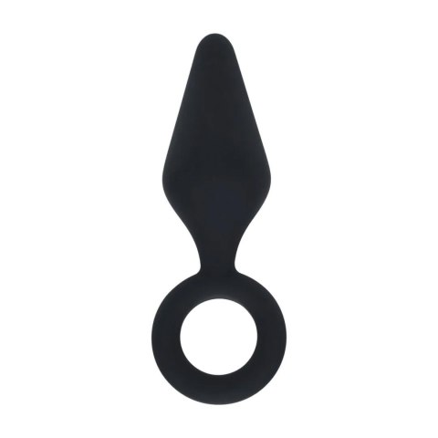 Silicone Anal Plug with Loop - S - Black SHOTS