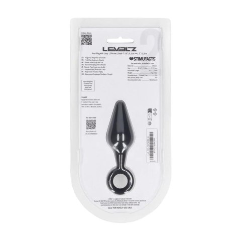 Silicone Anal Plug with Loop - S - Black SHOTS