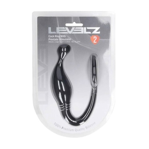 Silicone Cockring with Prostate Stimulator - L - Black SHOTS