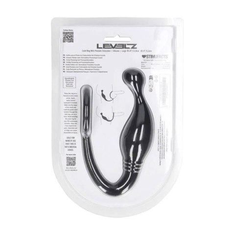 Silicone Cockring with Prostate Stimulator - L - Black SHOTS