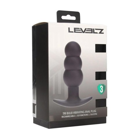 Tri Bulb Vibrating Silicone Anal Plug - Black SHOTS