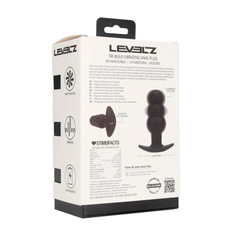 Tri Bulb Vibrating Silicone Anal Plug - Black SHOTS