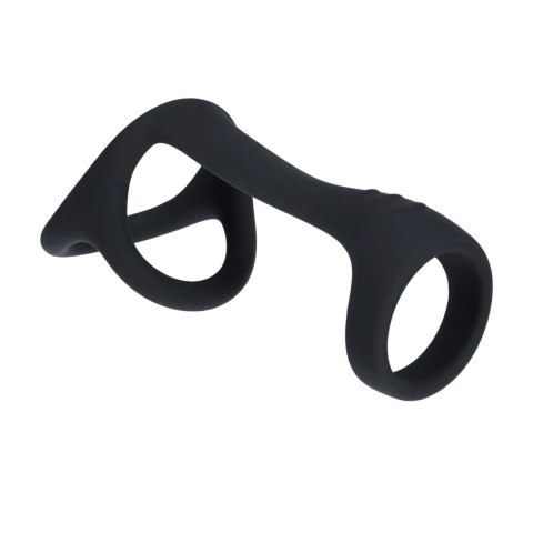 Tri O Silicone Shaft Cock and Ball Ring - Black SHOTS