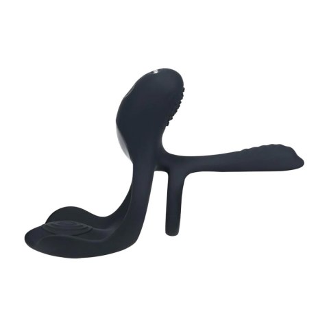 Triple Motor Vibrating Silicone Cockring - Black SHOTS
