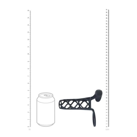 Vibrating Cage Silicone Cock Sleeve and Ball Ring - Black SHOTS
