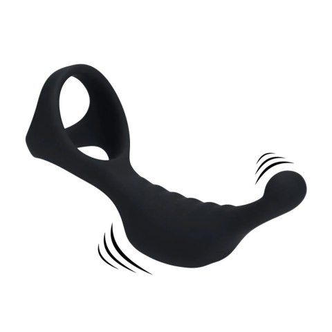 Vibrating Silicone Prostate Stimulator with Tri O Cockring - Black SHOTS
