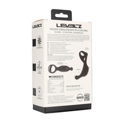 Vibrating Silicone Prostate Stimulator with Tri O Cockring - Black SHOTS