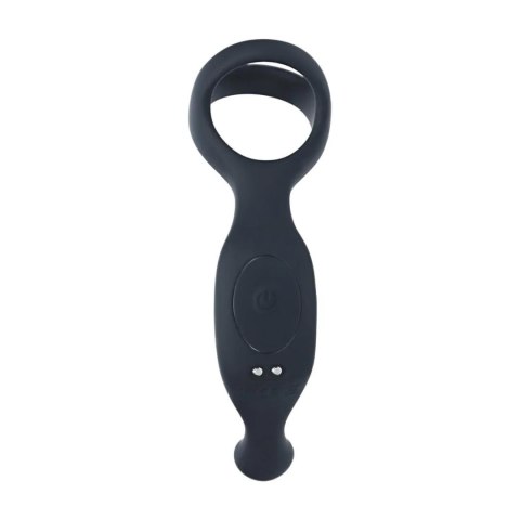 Vibrating Silicone Prostate Stimulator with Tri O Cockring - Black SHOTS