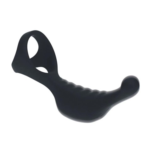 Vibrating Silicone Prostate Stimulator with Tri O Cockring - Black SHOTS