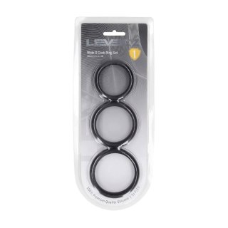 Wide O Silicone Cockring Set of 3 - L/XL/XXL - Black SHOTS