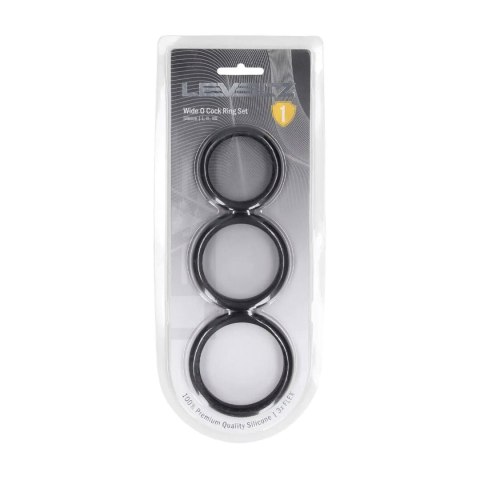Wide O Silicone Cockring Set of 3 - L/XL/XXL - Black SHOTS