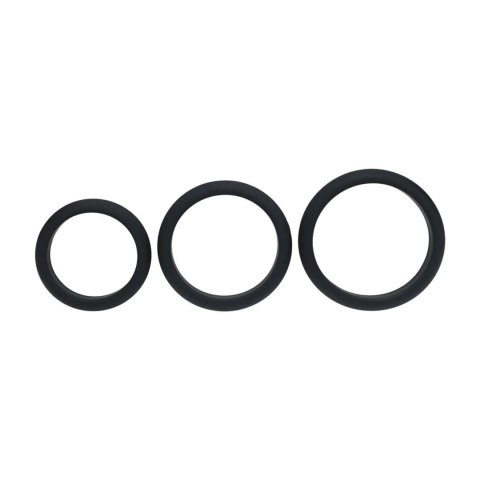 Wide O Silicone Cockring Set of 3 - L/XL/XXL - Black SHOTS