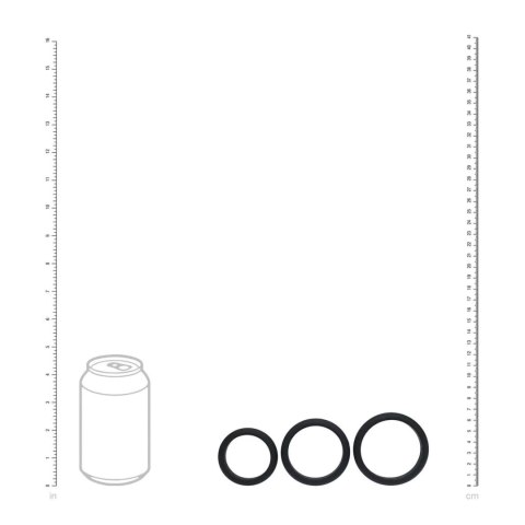 Wide O Silicone Cockring Set of 3 - L/XL/XXL - Black SHOTS