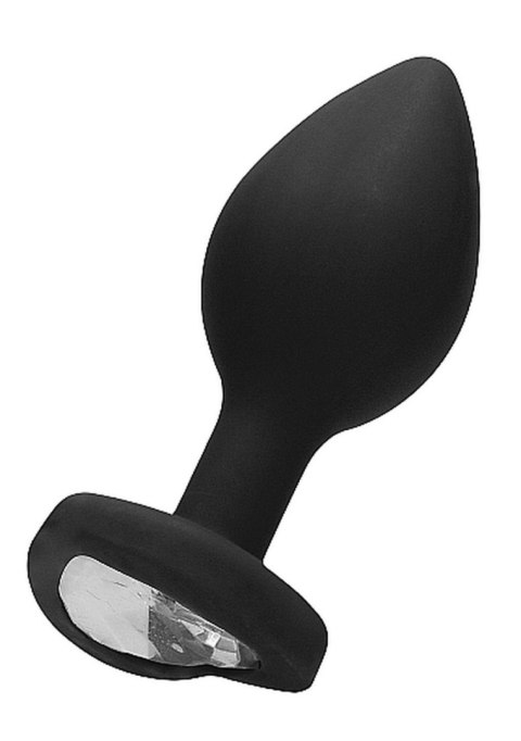 Diamond Heart Butt Plug - Regular - Black SHOTS