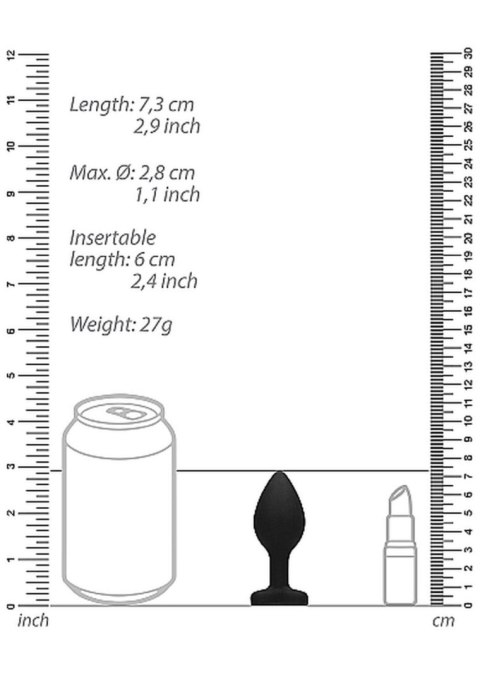 Diamond Heart Butt Plug - Regular - Black SHOTS