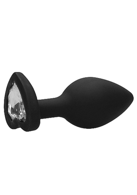 Diamond Heart Butt Plug - Regular - Black SHOTS