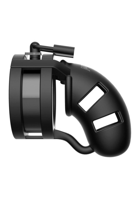 Model 18 - Chastity - 3.5"""" - Sil Cage Ballsplitter - Black SHOTS