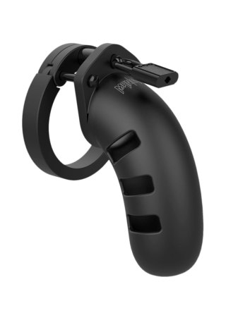 Model 21 - Chastity - 4.5"""" - Silicone Cock Cage - Black SHOTS