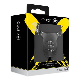 PU Leather Chastity Belt with Straps - Black SHOTS