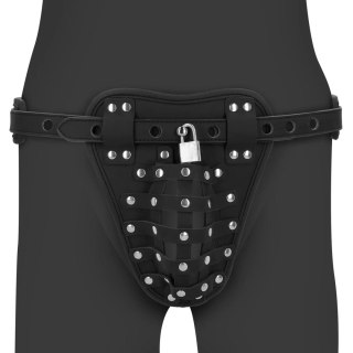 PU Leather Chastity Jock - Black SHOTS