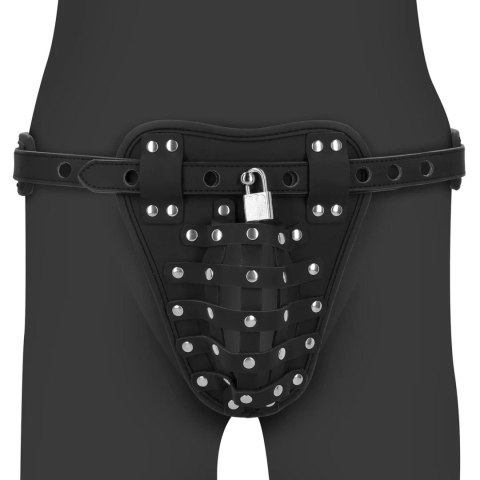 PU Leather Chastity Jock - Black SHOTS