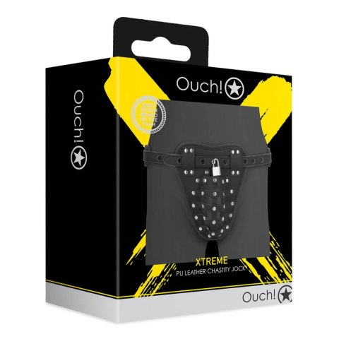 PU Leather Chastity Jock - Black SHOTS