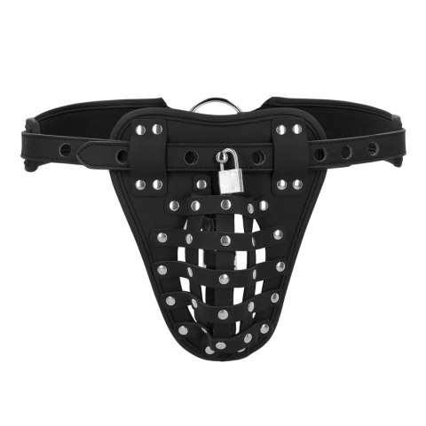 PU Leather Chastity Jock - Black SHOTS