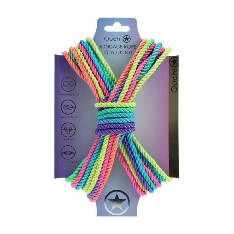 Polyester Bondage Rope - 32.8 ft / 10 m - Multicolor Bright SHOTS