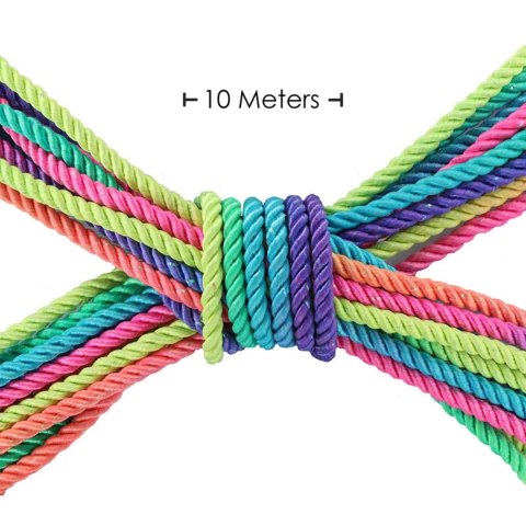 Polyester Bondage Rope - 32.8 ft / 10 m - Multicolor Bright SHOTS