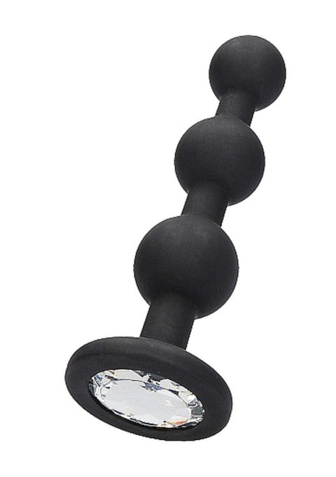 Silicone Beaded Diamond Butt Plug - Black SHOTS