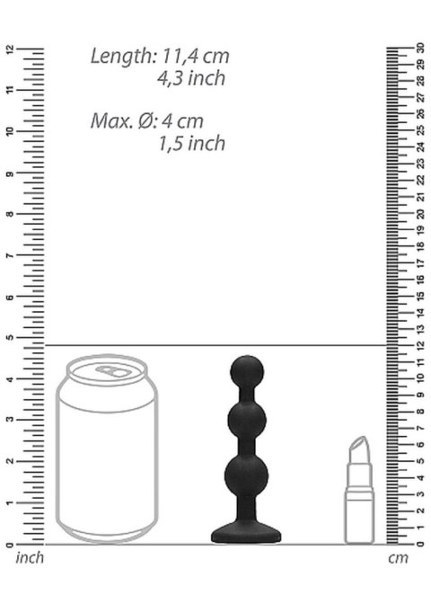 Silicone Beaded Diamond Butt Plug - Black SHOTS