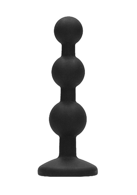 Silicone Beaded Diamond Butt Plug - Black SHOTS
