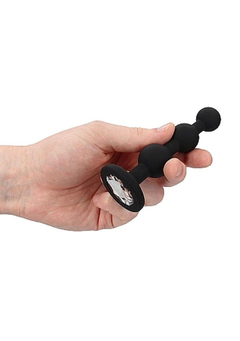 Silicone Beaded Diamond Butt Plug - Black SHOTS