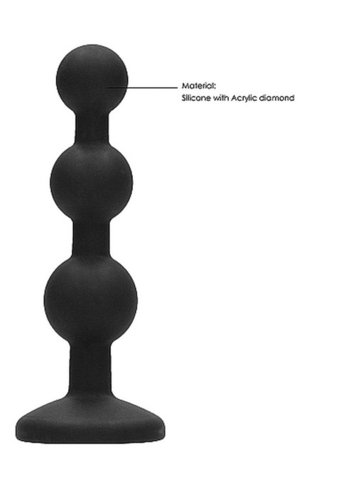 Silicone Beaded Diamond Butt Plug - Black SHOTS
