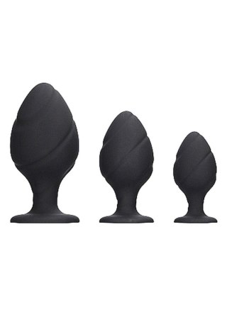 Swirled Butt Plug Set - Black SHOTS