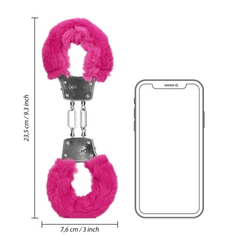 Furry Metal Hand Cuffs - Pink SHOTS