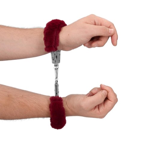 Furry Metal Hand Cuffs - Red SHOTS