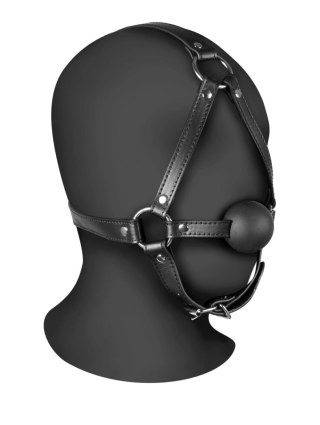 Head Harness with Solid Ball Gag - Black SHOTS