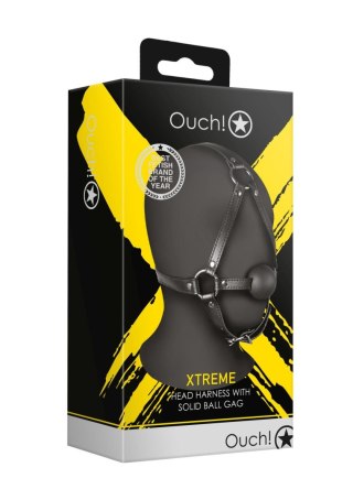 Head Harness with Solid Ball Gag - Black SHOTS