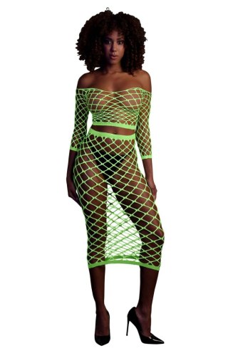 Long Sleeve Crop Top and Long Skirt - Green - XS/XL SHOTS