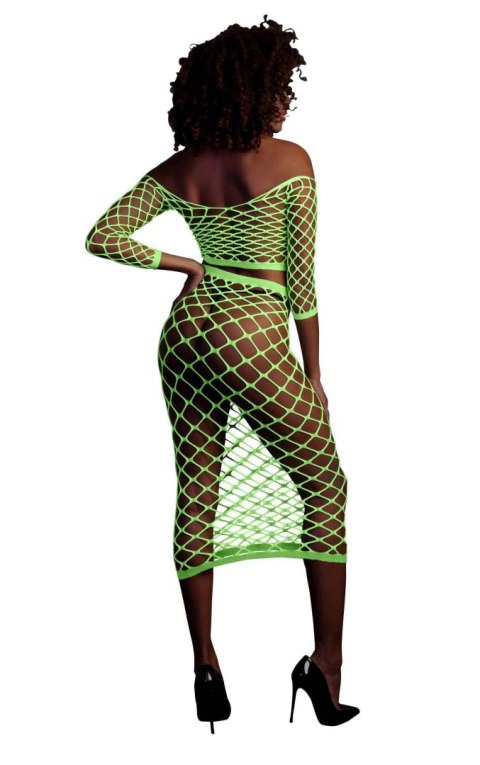Long Sleeve Crop Top and Long Skirt - Green - XS/XL SHOTS