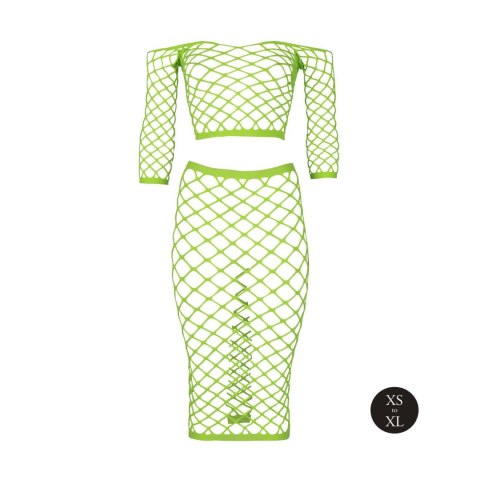 Long Sleeve Crop Top and Long Skirt - Green - XS/XL SHOTS