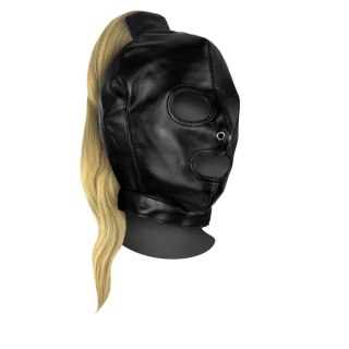 Mask with Blonde Ponytail - Black SHOTS