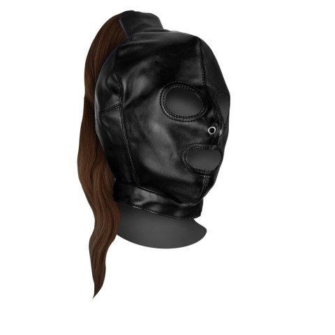 Mask with Brown Ponytail - Black SHOTS