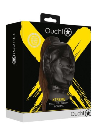 Mask with Brown Ponytail - Black SHOTS