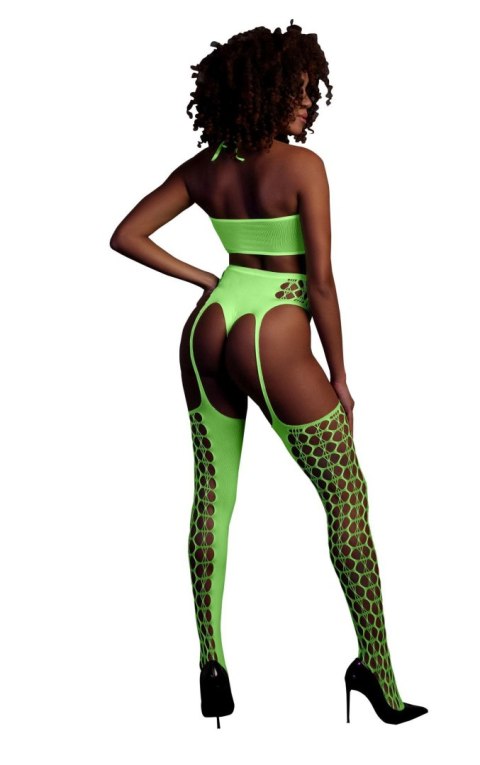 Two Piece with Crop Top and Stockings - Green - XS/XL SHOTS