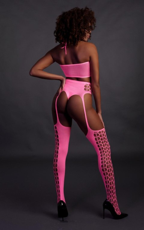 Two Piece with Crop Top and Stockings - Pink - XS/XL SHOTS