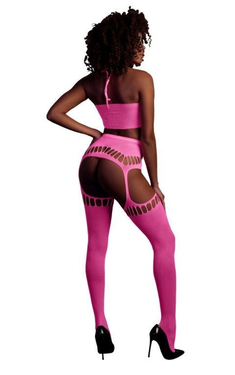Two Piece with Crop Top and Stockings - Pink - XS/XL SHOTS